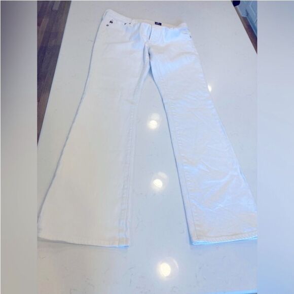 AG The Angelica Boot Cut Petit Low Rise White Denim Stretch Jeans Size 28 - Picture 3 of 9